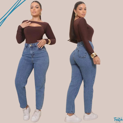 Calça Jeans Mom Feminina Cintura Alta Conforto E Estilo