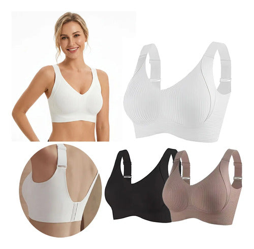 Sutiã Top Feminino Sem Costura Com Alças Reguláveis Kit 3