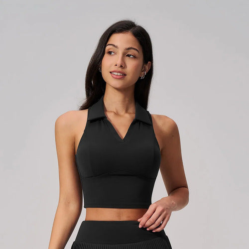 Top Polo Cropped Sem Mangas Esportivo Feminino