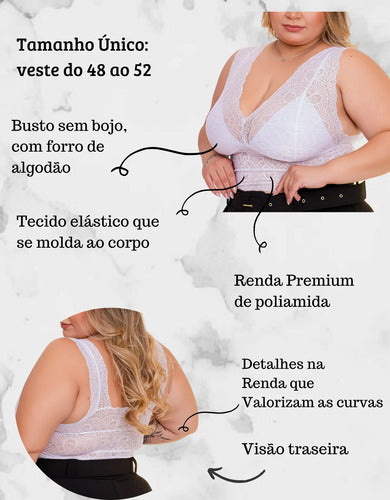 Top Cropped Plus Size Renda Sexy Tamanho Grande (lia)