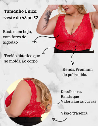 Top Cropped Plus Size Renda Sexy Tamanho Grande (lia)