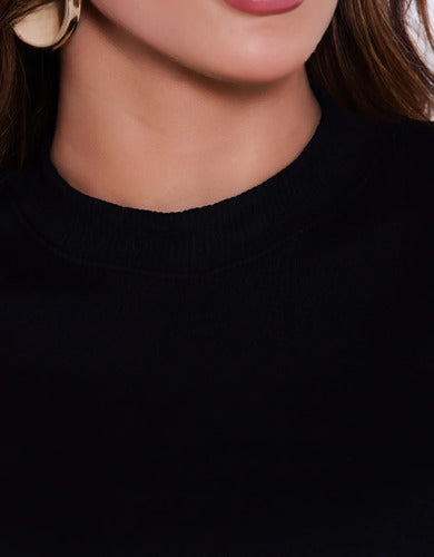 Blusa Cropped Manga Longa Feminino Gola Alta Suedine Premium