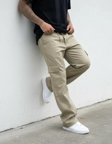 Calça Cargo Masculina Feminina Skate Larga Cordão Elástico
