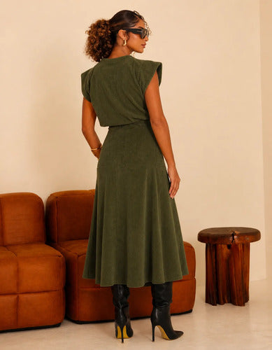 Conjunto Feminino Blusa Saia Veludo Cotelê Inverno Quentinho