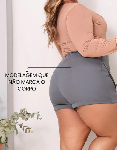 Short Saia Plus Size Cintura Alta Alfaiataria Premium Atual