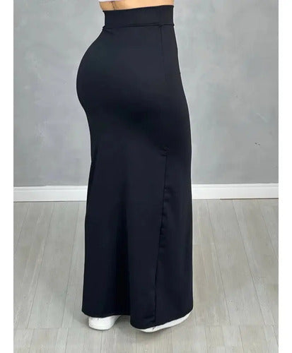 Saia Midi De Cintura Alta Longa Com Fenda Lateral Sensual