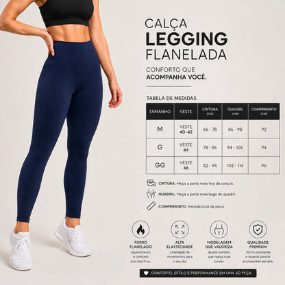 Calça Legging Flanelada Térmica Peluciada Inverno Forrada