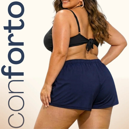 Short Feminino Soltinho Plus Size Saída De Praia Elastano