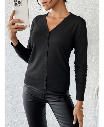 Blusa Cardigan Tricot Casaquinho Modal Com Botões Feminina
