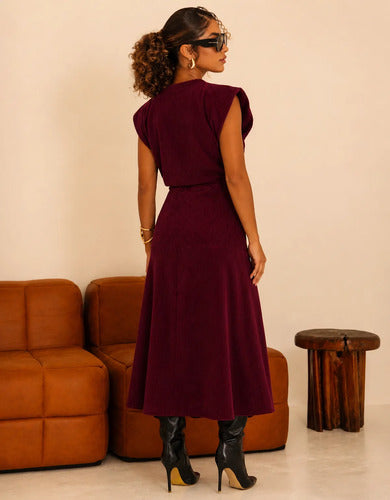 Conjunto Feminino Blusa Saia Veludo Cotelê Inverno Quentinho
