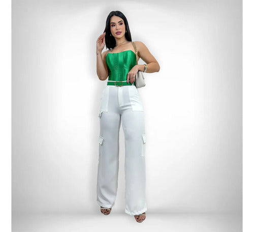 Cropped Corset Feminino Bico Acetinado Luxo Amarração Top