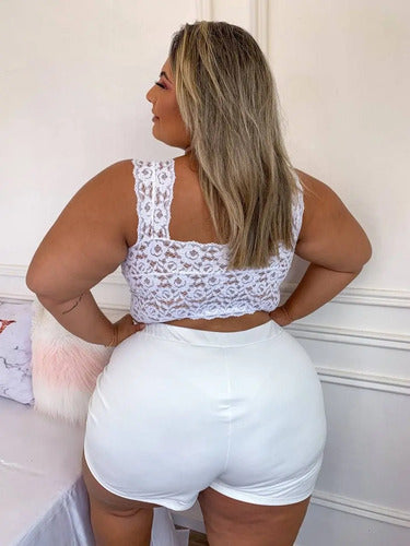 Top Cropped Plus Size Renda Sexy Tamanho Grande (lia)