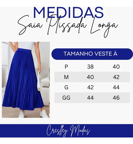 Saia Longa Feminina Plissada Cintura Alta Moda Evangélica