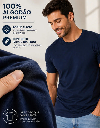 Camiseta Básica Masculina Algodão Slim Blusa Premium Lisa
