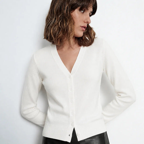 Blusa Cardigan Tricot Casaquinho Modal Com Botões Feminina