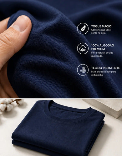 Camiseta Básica Masculina Algodão Slim Blusa Premium Lisa