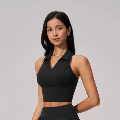Top Polo Cropped Sem Mangas Esportivo Feminino
