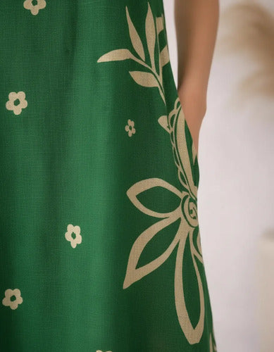 Vestido Feminino Longo Estampado Com Alça Regulável