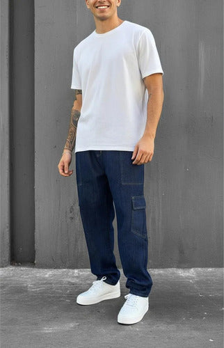 Calça Cargo Masculina Feminina Skate Larga Cordão Elástico