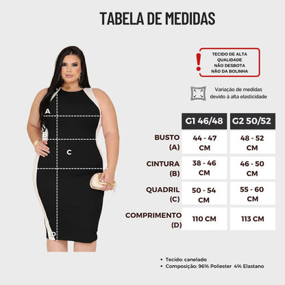 Vestido Midi Plus Canelado Premium Regata Casual Modelador