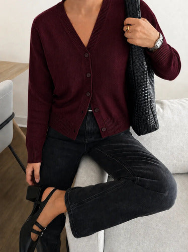 Blusa Cardigan Tricot Casaquinho Modal Com Botões Feminina