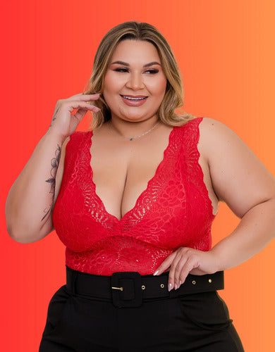 Top Cropped Plus Size Renda Sexy Tamanho Grande (lia)
