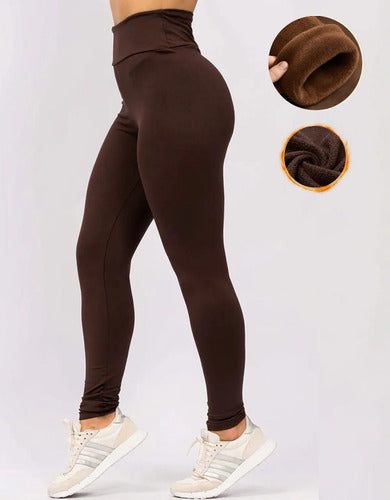 Calça Legging Flanelada Térmica Peluciada Inverno Forrada