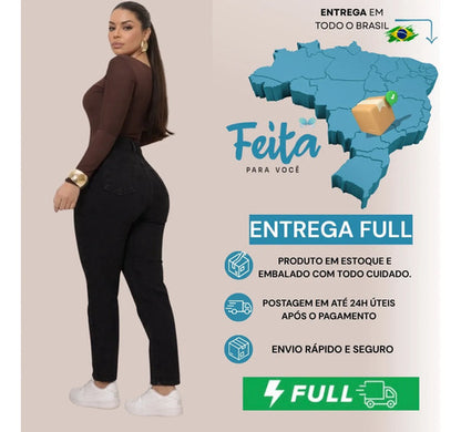 Calça Jeans Mom Feminina Cintura Alta Conforto E Estilo