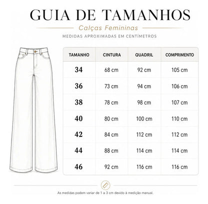 Calça Jeans Wide Leg Feminina Cintura Alta Pantalona