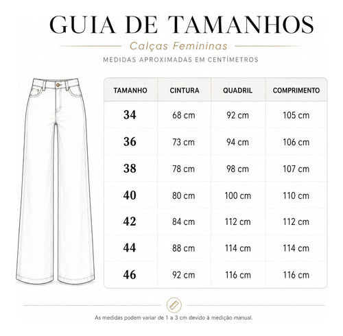Calça Jeans Wide Leg Feminina Cintura Alta Pantalona