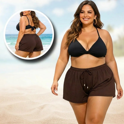 Short Feminino Soltinho Plus Size Saída De Praia Elastano