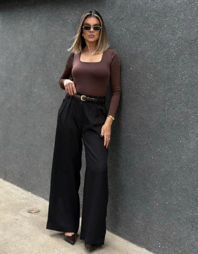 Blusa Manga Longa Feminina Decote Quadrado Segunda Pele