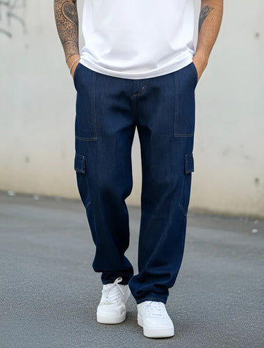 Calça Cargo Masculina Feminina Skate Larga Cordão Elástico