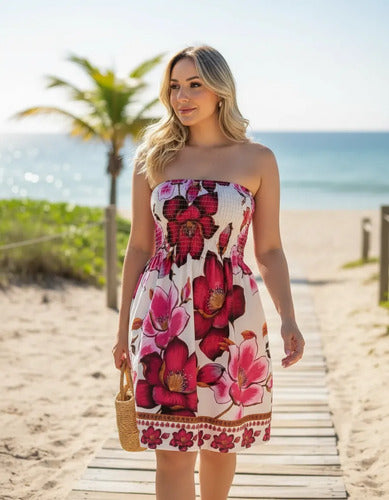 Vestido Curto Tomara Que Caia Feminino Verão Praia Floral