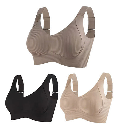 Sutiã Top Feminino Sem Costura Com Alças Reguláveis Kit 3