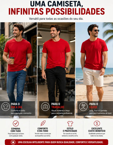 Camiseta Básica Masculina Algodão Slim Blusa Premium Lisa