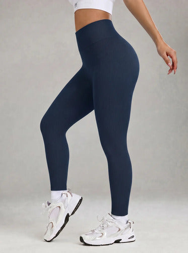 Calça Legging Canelada Feminina Academia Sem Costura Fitness