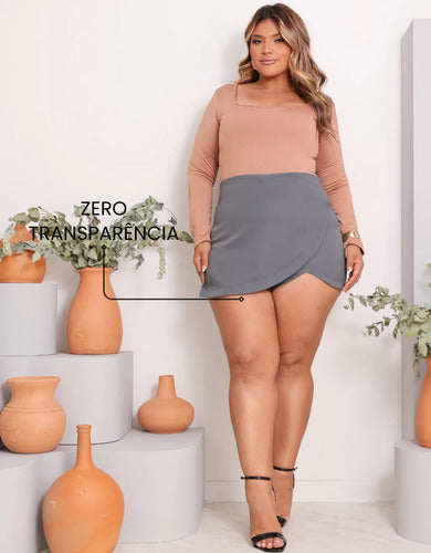 Short Saia Plus Size Cintura Alta Alfaiataria Premium Atual