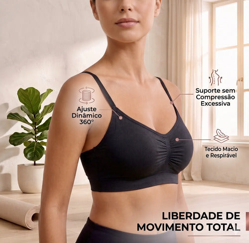 Kit 3 Top Sutiã Sem Costura Com Alça Ajustável Sensual Macio
