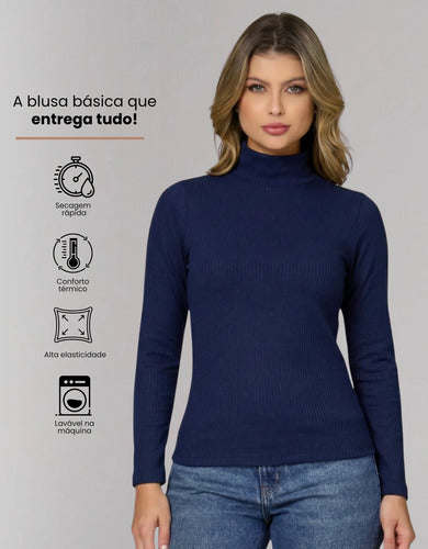 Blusa Cacharrel Segunda Pele Gola Alta Confortável Casual