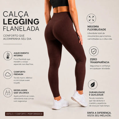 Calça Legging Flanelada Térmica Peluciada Inverno Forrada