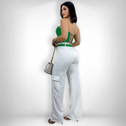 Cropped Corset Feminino Bico Acetinado Luxo Amarração Top