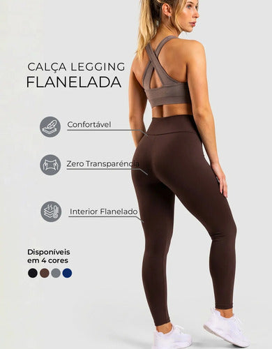 Calça Legging Flanelada Térmica Peluciada Inverno Forrada