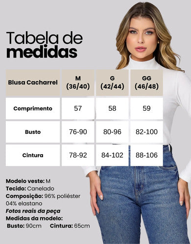 Blusa Cacharrel Segunda Pele Gola Alta Confortável Casual