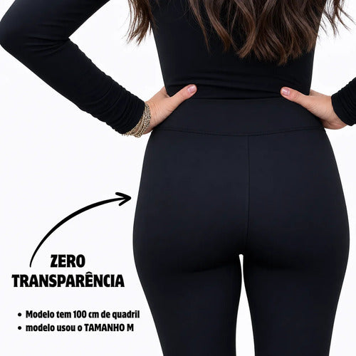 Calça Flare Flanelada Suplex Térmica Cintura Alta Grossa