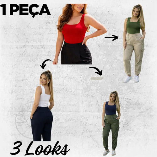 Blusa Regata Feminino Decote Quadrado Alça Grossa Casual Ful