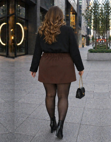 Short Saia Alfaiataria Plus Size Feminino Fenda Inverno