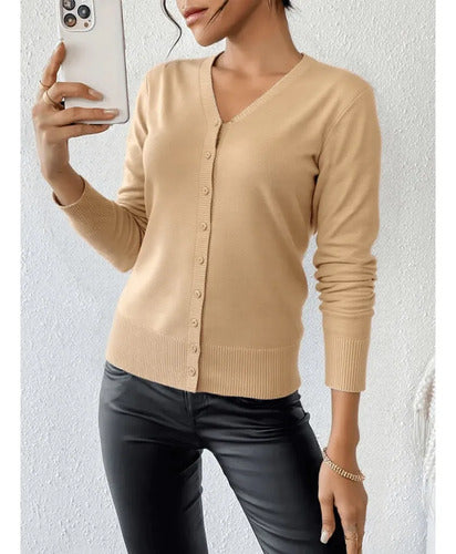 Blusa Cardigan Tricot Casaquinho Modal Com Botões Feminina