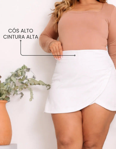 Short Saia Plus Size Cintura Alta Alfaiataria Premium Atual