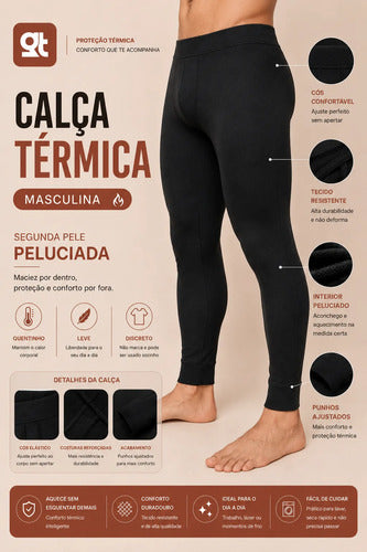 Calça Legging Térmica Masculina Peluciada Inverno Quente